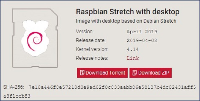 最新版「Raspbian Stretch with desktop」