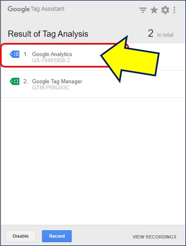「Google Analytics オプトアウト アドオン」を停止すれば、タグが表示される