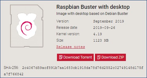 Raspbian Buster with desktop Image 