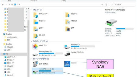 Synolog NASを使用しており、ネットワークドライブを割り当てている状態