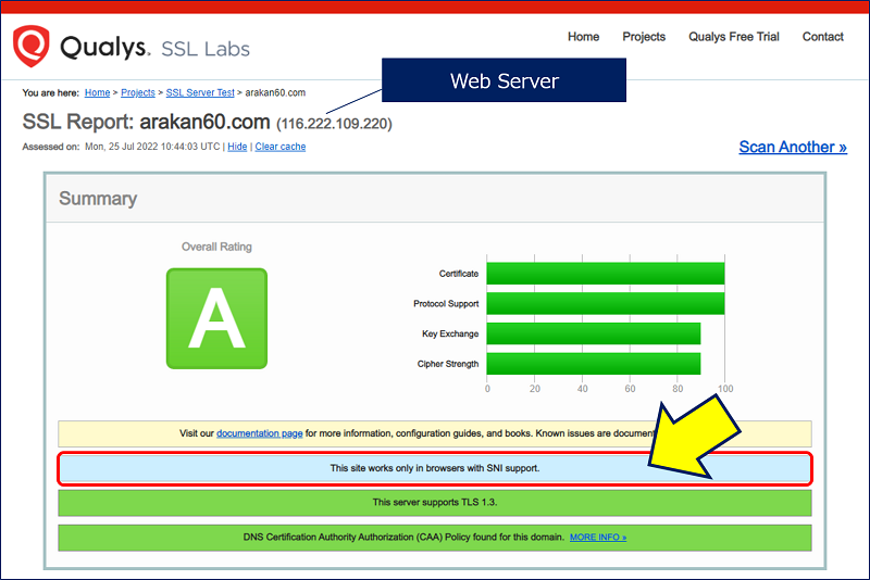 「Webサーバー」のSSL脆弱性診断結果