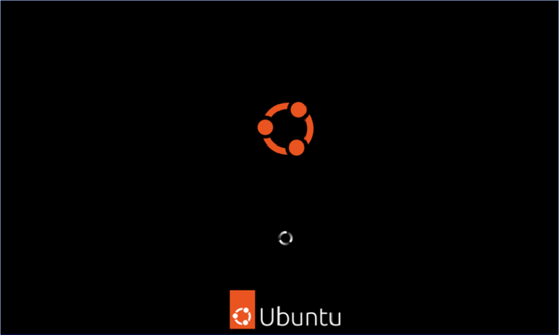Raspberry Pi にSDカードを挿入して起動すると、「Ubuntu」画面が表示される