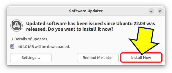 「Software Updater」画面が表示されるので「Install Now」をクリックする