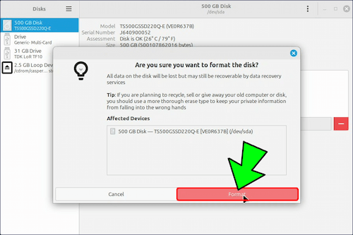 確認画面が表示されるので、「Format」をクリックする