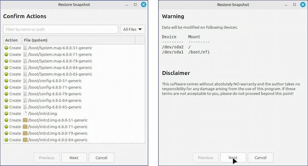 復元が始まるので、画面の指示に従う