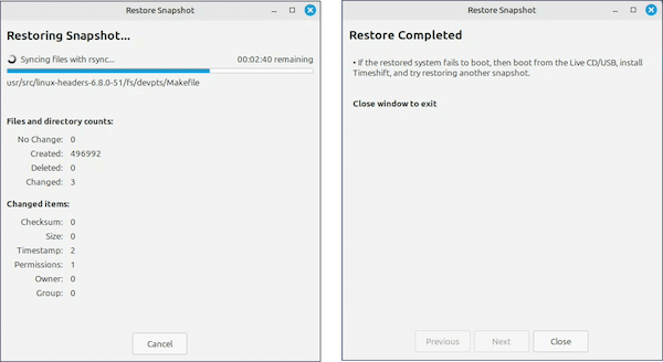 復元が始まるので、画面の指示に従う