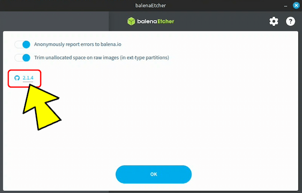 右上の「歯車」アイコンをクリックすると、バージョンが確認できる