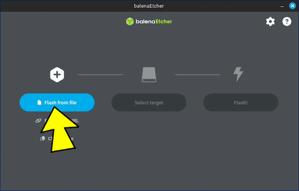 画面左端にある「Flash from file」ボタンをクリックする