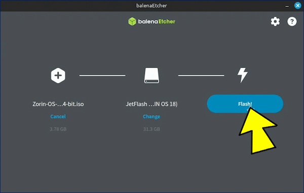 準備が整ったら、画面右端にある「Flash!」ボタンをクリックする