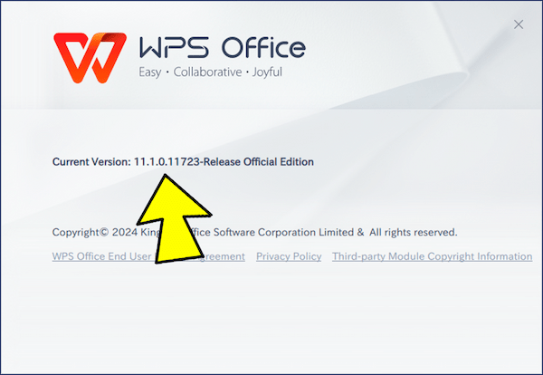 WPS Office のバージョンは Ver.11.1.0.11723