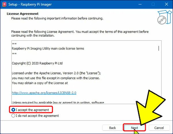 「使用許諾」が表示されるので、「同意」にチェックを入れ「Next」をクリックする