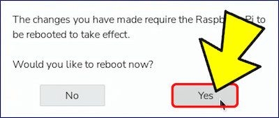 再起動するか聞かれるので、「Yes」をクリックする