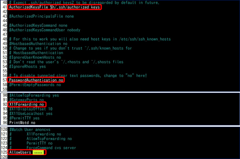 ssh設定ファイルの編集
